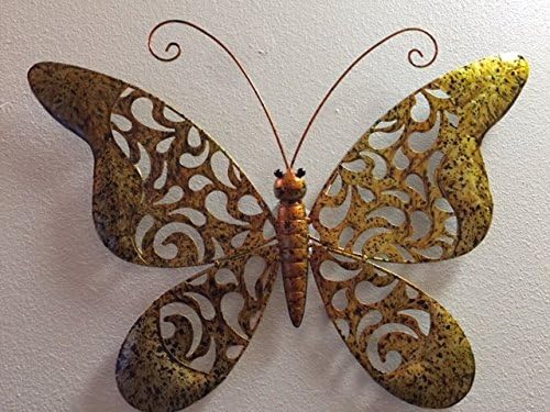 Classy "Essential Decor" Gold &amp; Yellow Tones Large (22"x16"x1") Metal Butterfly