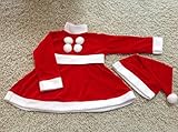 (Terry_and_Jun)ベビー サンタ コスチューム　帽子付 女の子用 キッズ サンタクロース クリスマス Xmas 衣装 (80cm)