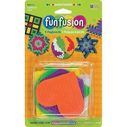 Fun Fusion Bead Pegboards 5-Pack: Heart/Star/Hexagon/Square/Circle