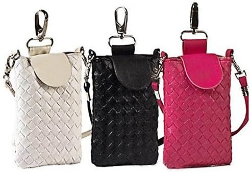 LeexGroup® New Arrival Rose Knit Weave Leather Strap Shoulder Mobile Phone Pouch Bag Case for Apple iphone 4 4s iphone 5 Samsung Galaxy i9300 S3 HTC ONE X Blackberry Nokia Sonny LG etc.
