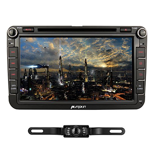 Pumpkin 8 inch Quad Core Android 5.1 Lollipop Double Din Car stereo In Dash HD Touchscreen Car DVD Player GPS Navigation with Backup Camera for Jetta 2014 Golf GTI 2012 Support Bluetooth SWC OBD2 WIFI