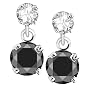 14k White Gold Black and White Diamond Drop Dangle Earrings (1/2 cttw)