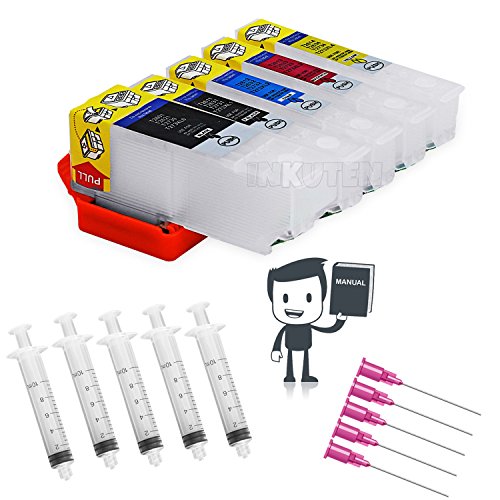 INKUTEN® 5 Refillable Cartridges for EPSON 273XL, 273, T273XL Auto Reset Chips (ARC) for Epson Expression Premium XP-610, Expression Premium XP-810, Expression XP-520, Expression XP-600, Expression XP-620, Expression XP-800, Expression XP-820