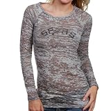 NBA Touch by Alyssa Milano San Antonio Spurs Ladies Gray Rhinestone Logo Sheer Burnout Premium Long Sleeve T-shirt (Medium)