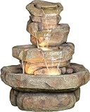 Fiberglass Rock Fountain with Lights, Alpine