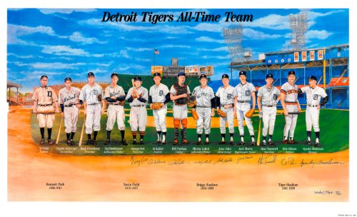 Detroit Tigers All Time Team Autographed Lithograph