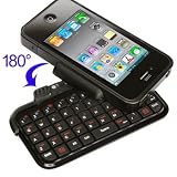 InkPlusToner IP4G-J1108 Easy-Type Flip Out Tactile Rechargeable Bluetooth Keyboard Case for Apple iPhone 4S , 4