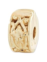 Sterling Silver Gold plated Reflections Hinged Floral Clip Bead