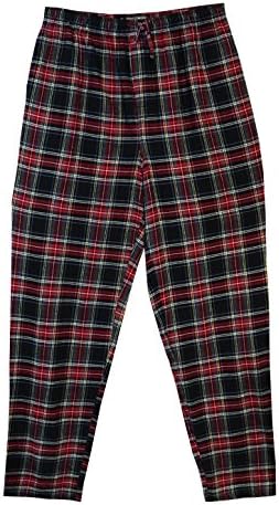 State O Maine Big and Tall Tartan Flannel Lounge Pant (Black 2X-T)