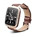 Hideer Lastest M28 Luxury Genuine Leather R-Watch wristband Bluetooth 4.0 Heart rate monitor Smartwatch For Andriod IOS (Gold)