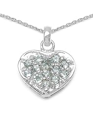 0.78 Carat Genuine Aquamarine Heart Shape 925 Sterling Silver Pendant