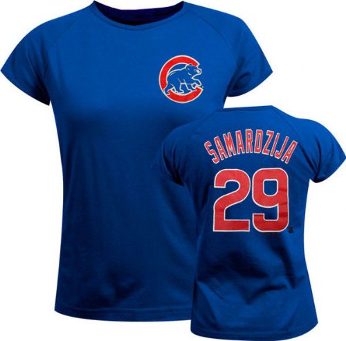 Jeff Samardzija Majestic Name and Number Cap Sleeve Chicago Cubs Women's Tee