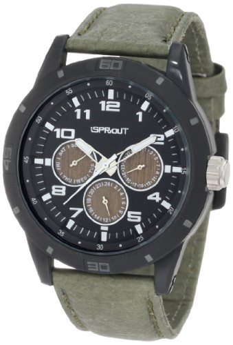 Sprout Men's ST/3400BKBKOL Multi-Function Olive Green Tyvek Strap Eco-Friendly Watch