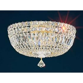 Schonbek 5893-20S Gold Strass Petit Crystal Deluxe Crystal Six Light Down Lighting Flush...