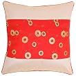 Decorative Handmade Cushion Cover / Pillow Sham With Gold Floral Design - Two Tone Red & Beige