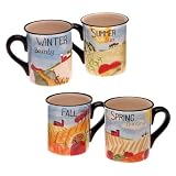 Farmers Market Earthenware Mug Set of 4 - Assorted (16 oz.)