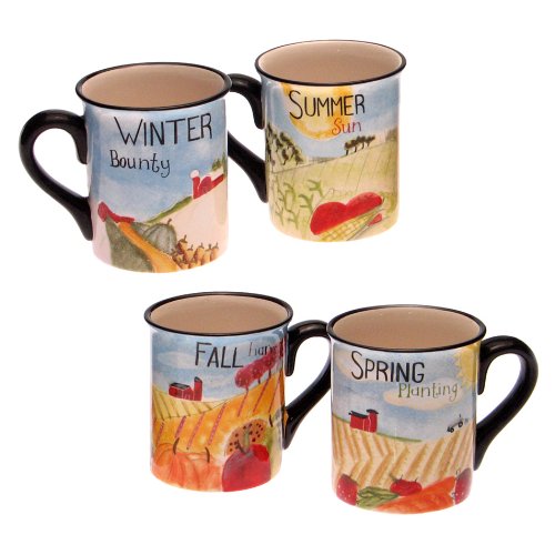 Farmers Market Earthenware Mug Set of 4 - Assorted (16 oz.)