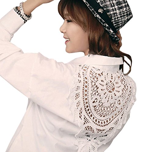 【ARINCO】 バック シースルー デザイン 襟付 ホワイト シャツ ブラウス レディース 大人 カジュアル サイズ S M L XL