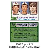 1982 Topps Cal Ripken Baseball Rookie Card In Protective Display Case