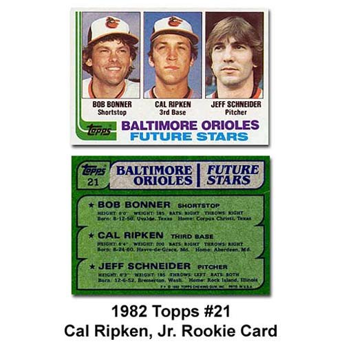 1982 Topps Cal Ripken Baseball Rookie Card In Protective Display Case