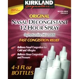 Kirkland Signature Original Nasal Decongestant 12 Hour Spray (4 x 1 Oz Bottles)