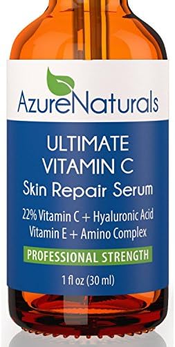22% VITAMIN C GUARANTEED FASTEST WORKING Vitamin C Serum 22% C + 11% Hyaluronic Acid + 1% Vitamin E + 1% Ferulic, also Contains Organic Aloe & Jojoba Oil + Advanced Amino Complex, Deeply Penetrates Skin to Repair Sun Damage, Reduces Fine Lines & Wrinkles - 1 Ounce (30 ml)
