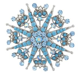 Blue Starburst Flower Pin Brooch by Pugster