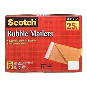 Scotch® Bubble Mailer 7915-25-CS, 10.5 Inches x 15.0 Inches, Size 5, 25-Pack