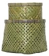 Natural Hand Woven Split Bamboo Nested Baskets Set of Two - Large=11"D - 8"H