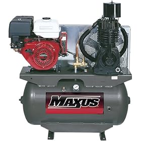 Maxus EX8006 13 Horsepower 30 Gallon Oiled Single Hot Dog Gas Compressor with Electric Start