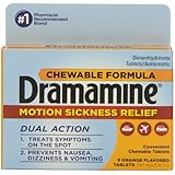 Dramamine Motion Sickness Relief Chewable Tablets, Orange, 8 Count