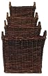 Country Hand Woven Square Sapling Baskets Set / 4, 16.5"D x 14"H