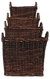 Country Hand Woven Square Sapling Baskets Set / 4, 16.5"D x 14"H