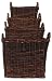 Country Hand Woven Square Sapling Baskets Set / 4, 16.5"D x 14"H