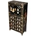 Handmade 50" Chinese Black Lacquer Storage Cabinet Mother of Pearl & Jade - Imperial Family Design