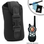 4-Pack Dura-Neoprene Protective Two-Way Radio Carrying Case with Belt Clip for Motorola MR350R / MH230R / EM1000R / MC220R and more! ** Includes Radio Cleaning Kit**