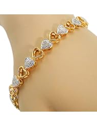 0.25 Ct Two-Tone Sterling Silver Accent Diamond Heart Shape Tennis Bracelet 7 "