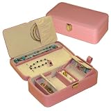 Faux-Lizard Jewelry Case with Lid Organizers - Pink