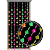 Beaded Curtain ~ Blacklight Reactive ~ Multi-Color Mushrooms Door Beads ~ Fits Standard Door Ways