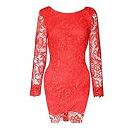 Sexy Cowl Neck Cocktail Short Long Sleeves Draped Lace Backless Open-Back Illusion Sheath Chiffon Bodycon Dress/Club Dress/Evening Dress/Party Dress/Mini Dress 