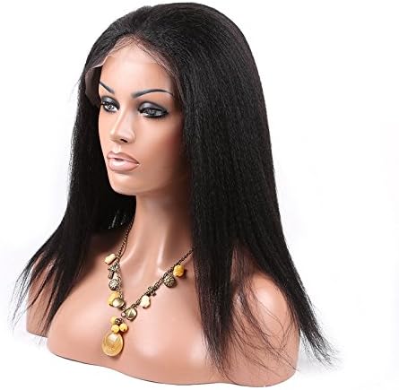 Dream Queen Kinky Wigs U Part Lace Front Wig #1B Natural Black 100% Brazilian Virgin Real Human Hair (14'')