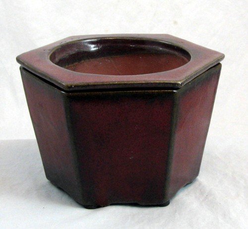 Self Watering Glazed Ceramic Pot - Red - 6 3/8