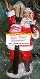 Retro Coca Cola Santa With Coke Bottle At Lamp Post Christmas Ornament #CC0708