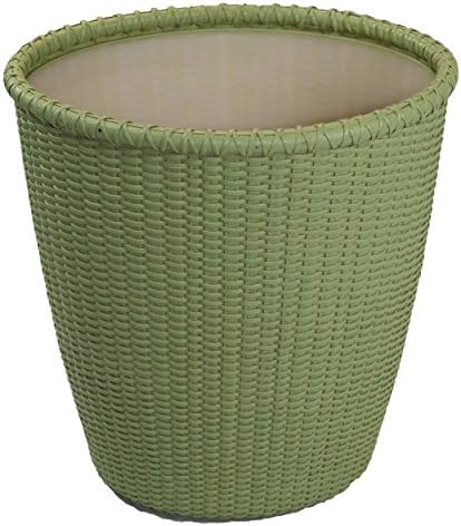 Hancock Baskets Hand Woven Green Rattan Acrylic Lined Waste Basket