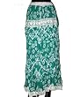 Bollywood White Floral Printed Teal Crinkle Cotton Skirt