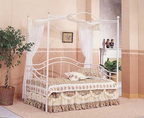 Princess White Metal Daybed with Porcelain Knobs