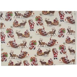 Santa Claus on Sled Poster Decoupage Gift Wrap 20 x 28 "