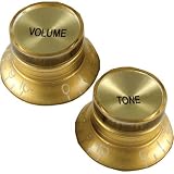 Gibson Vintage Top Hat Replacement Knobs, Gold / Gold (2 Tone, 2 Volume)