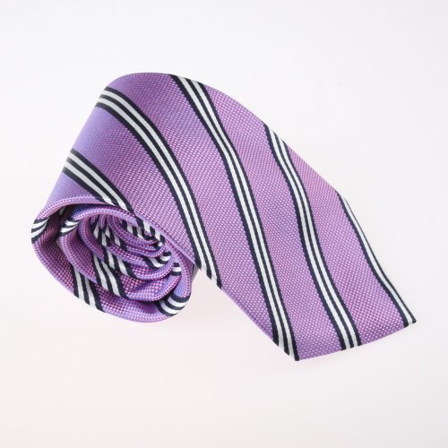Purple Stripes Woven Silk Tie Present Box Set violet Halloween Present T8366