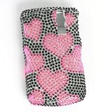 Sparkling Black with Multi Pink Heart Full Diamond Rhinestone Snap on Hard Skin Cover Case for Blackberry Curve 8300 8310 8330